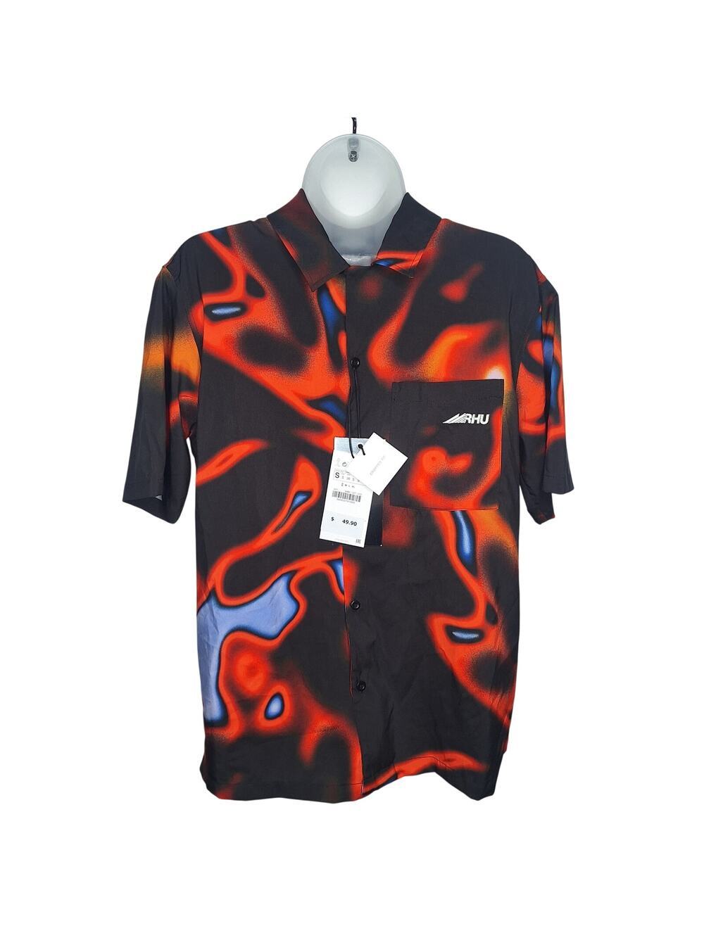 Arhuigi Rhude x Zara Shirt Men's S Button Down Loop Collar Short Sleeve Abstract